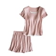 thumbnail image 1 of Wensltd Fashion Lightweight Pajamas for Women 2 Piece Set Soft Sleepwear Built in Bra Short Sleeve Top and Shorts Home Clothing S-XXL, 1 of 7