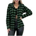 thumbnail image 1 of Wensltd Fashion Plaid Shirts for Womens Fall Long Sleeve Turndown Collar Women Coats, 1 of 6