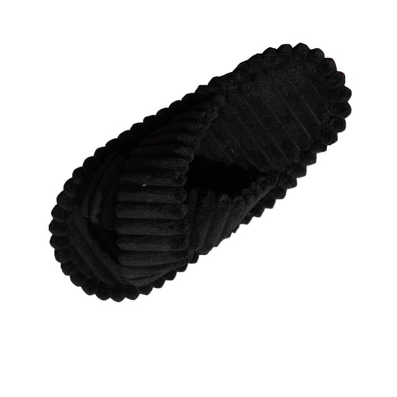 Wensltd Flat Plush Slippers for Women Winter Indoor Home Solid Color Trendy Cozy Slippers