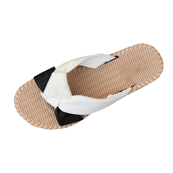 Wensltd Flat Sandals Women Elegant Sandals Cloth Upper Open Toe Soft Sole Casual Outdoor Walking Beach Vacation Wear Black
