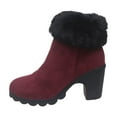thumbnail image 1 of Wensltd High Heel Boots for Women Plush Lined Round Toe Winter Warm All Day Comfortable Black, 1 of 9