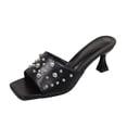 thumbnail image 1 of Wensltd High Heel Sandal for Women Chunky Block Heel Square Toe Comfortable Dress Shoes Weddings Party, 1 of 9