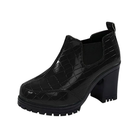 Wensltd High Heel for Women Black Round Toe Work Dressy Party Daily Shoes Casual Wear