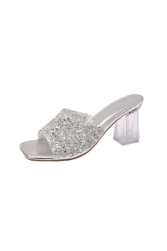 High Heels for Women Summer Open Toe Elegant Dressy Walking Party Evening Heels Comfort Fashion Stylish Shoes Silver