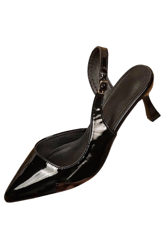 High Heels for Womens Dressy Pointed Toe Pumps Closed Toe Shiny Upper Outdoor and formal Events Black