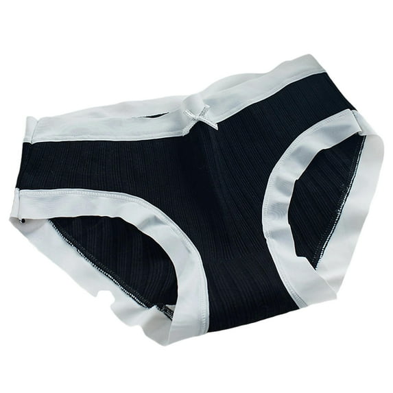 Wensltd High Waist Cotton Briefs for Women Seamless Solid Color Comfortable Underwear Panties Black