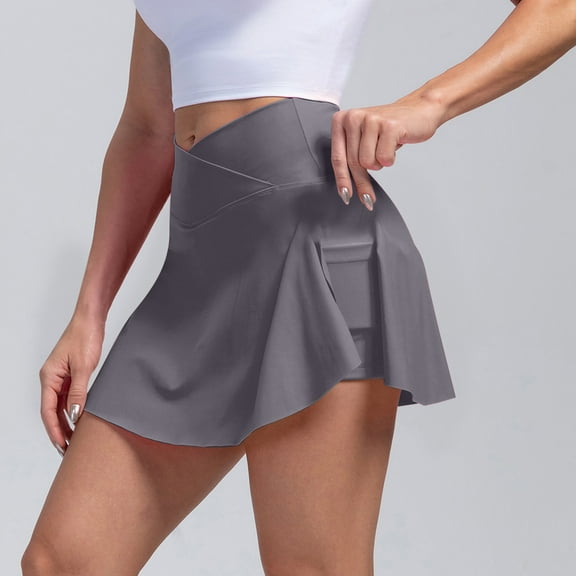 Wensltd High Waist Yoga Short Skirt Women with Pockets Leggings for Women