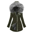 thumbnail image 1 of Wensltd Hooded Cotton Padded Coat for Women Fleece Lined Long Sleeve Fashion Warm Jacket Zip Up, 1 of 4