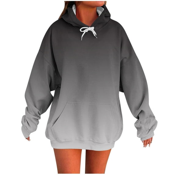 Wensltd Hooded Sweatshirts for Women Casual Stripe Printed Long Sleeve Tops