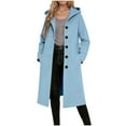 thumbnail image 1 of Wensltd Hooded Wool Coat for Women Winter Warm Button Pocket Loose Fit Casual Solid Color Daily Long Sleeve Outerwear, 1 of 5