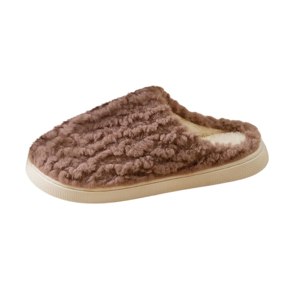 Wensltd House Slippers for Women Brown Warm Memory Foam Comfy Indoor and Outdoor Slippers Wide Width