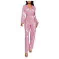 thumbnail image 1 of Wensltd Jumpsuits for Women Sequin Slimming Long Sleeve One Piece Romper Outfit, 1 of 5