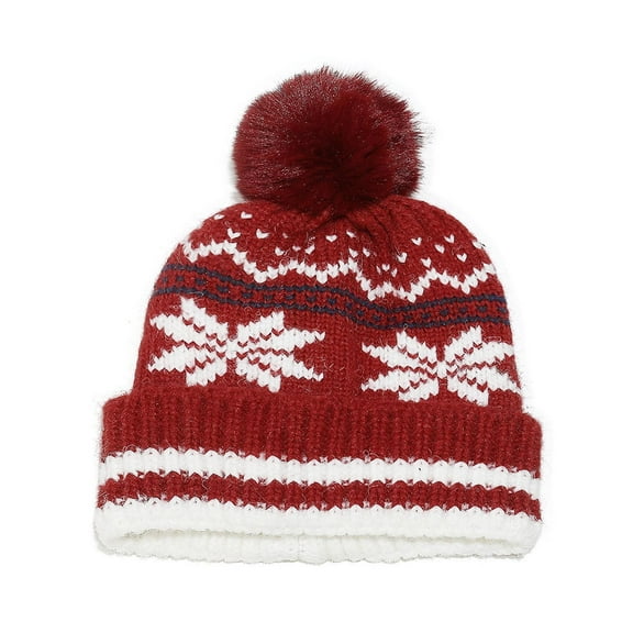 Wensltd Knit Christmas Hat for Women Warm Winter Holiday Cozy Festive Red Style