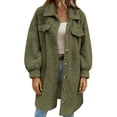 thumbnail image 1 of Wensltd Lapel Collar Plush Coat for Women Solid Color Button Front Casual Fall Winter Outerwear, 1 of 9