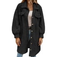 thumbnail image 1 of Wensltd Lapel Collar Plush Coat for Women Solid Color Button Front Casual Fall Winter Outerwear, 1 of 9