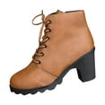 thumbnail image 1 of Wensltd Leather Boots for Women Brown Low Chunky Heel Daily Fashion Fall Boots Lightweight, 1 of 9