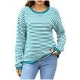 thumbnail image 1 of Wensltd Lightweight Sweaters for Women Crewneck Striped Cute Color Fall Winter Knitted Pullover Tops, 1 of 4