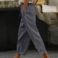 thumbnail image 1 of Wensltd Linen Pants Women Casual Summer Capris Loose Fit Drawstring, 1 of 8