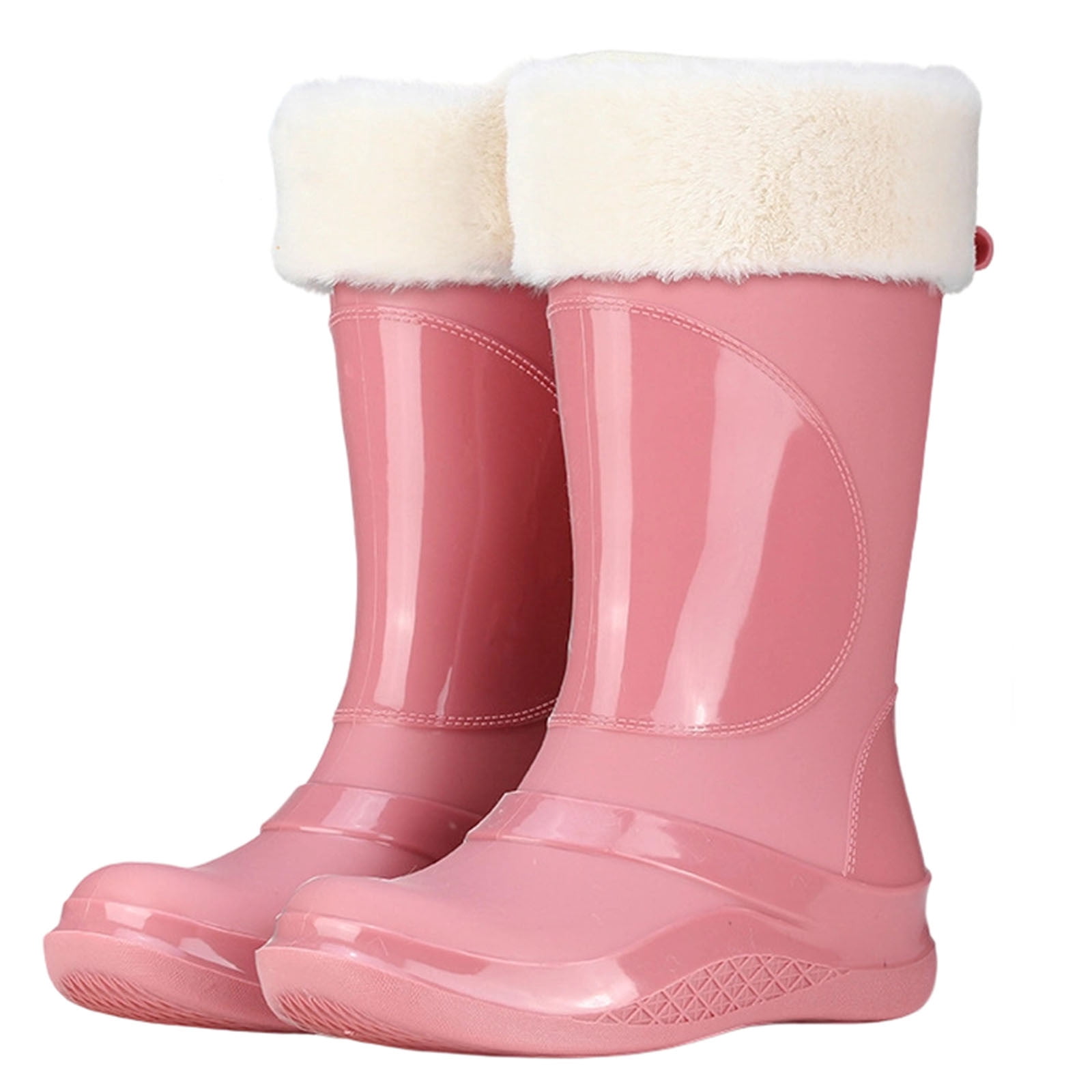 Wensltd Long Rain Boots for Women Waterproof Wide Calf Boots for Women Warm Fashion Outdoor Work Boots
