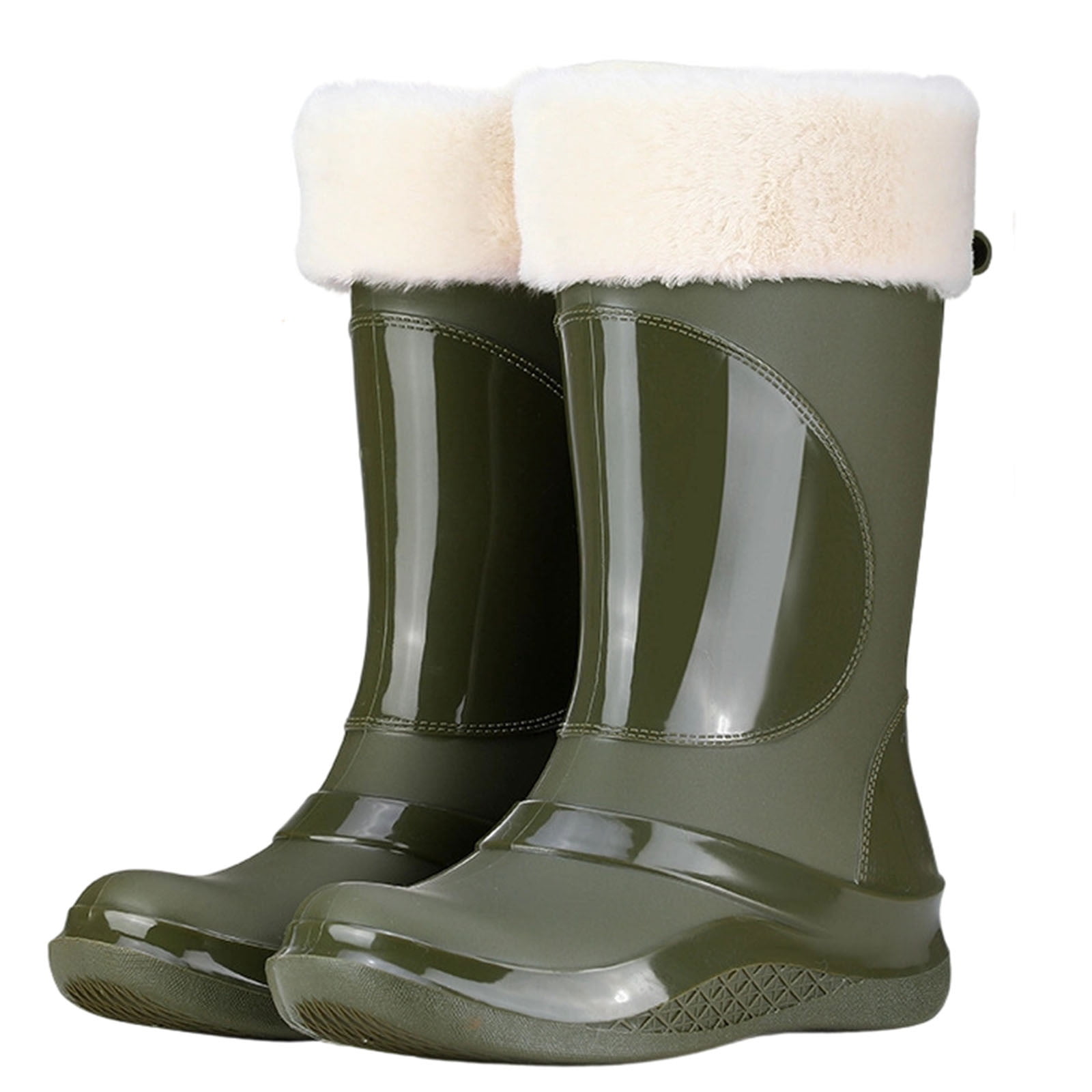 Wensltd Long Rain Boots for Women Waterproof Wide Calf Boots for Women Warm Fashion Outdoor Work Boots