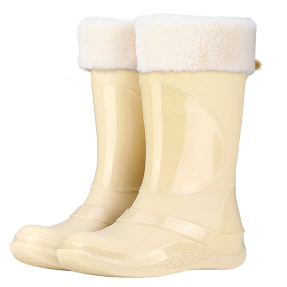 Wensltd Long Rain Boots for Women Waterproof Wide Calf Boots for Women Warm Fashion Outdoor Work Boots