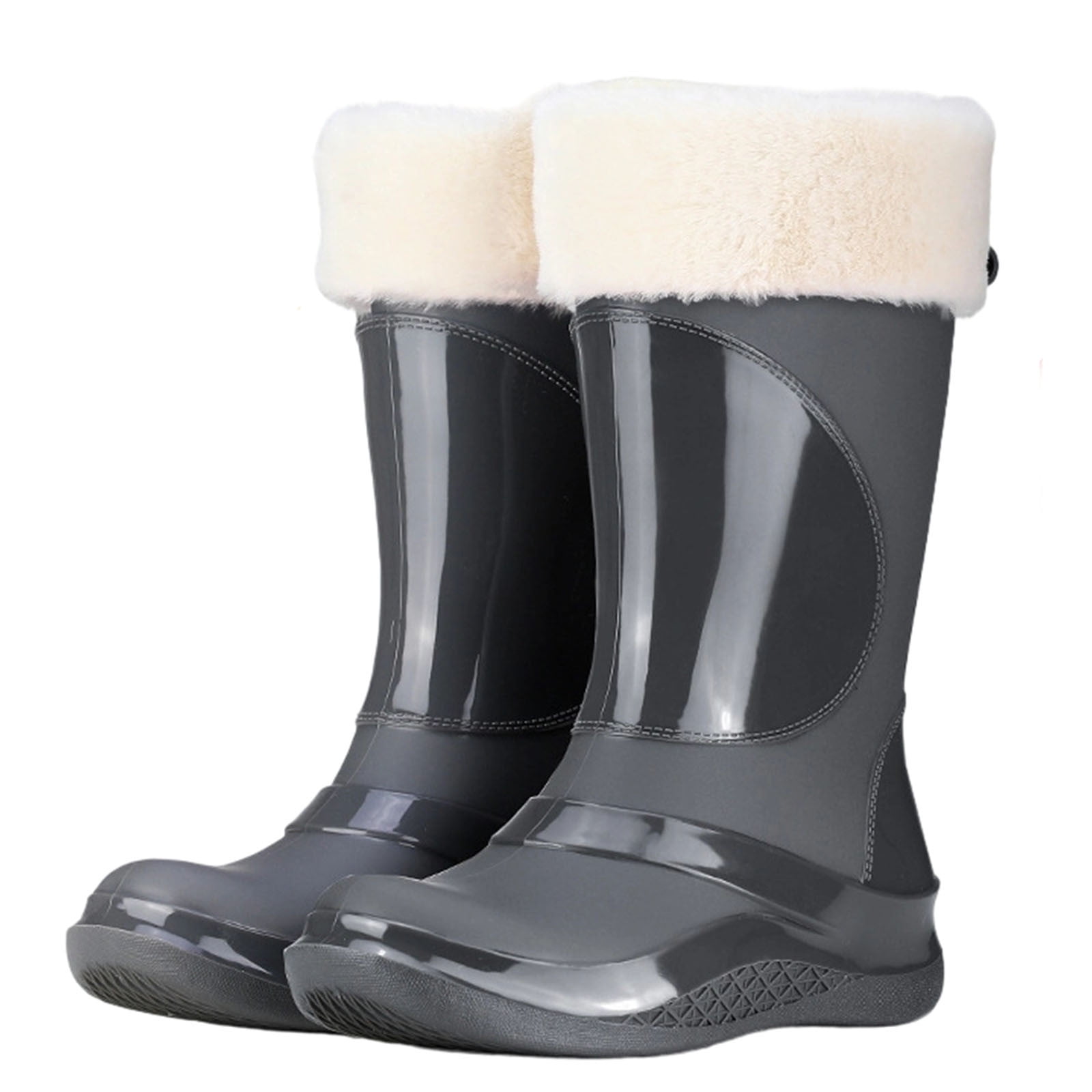 Wensltd Long Rain Boots for Women Waterproof Wide Calf Boots for Women Warm Fashion Outdoor Work Boots
