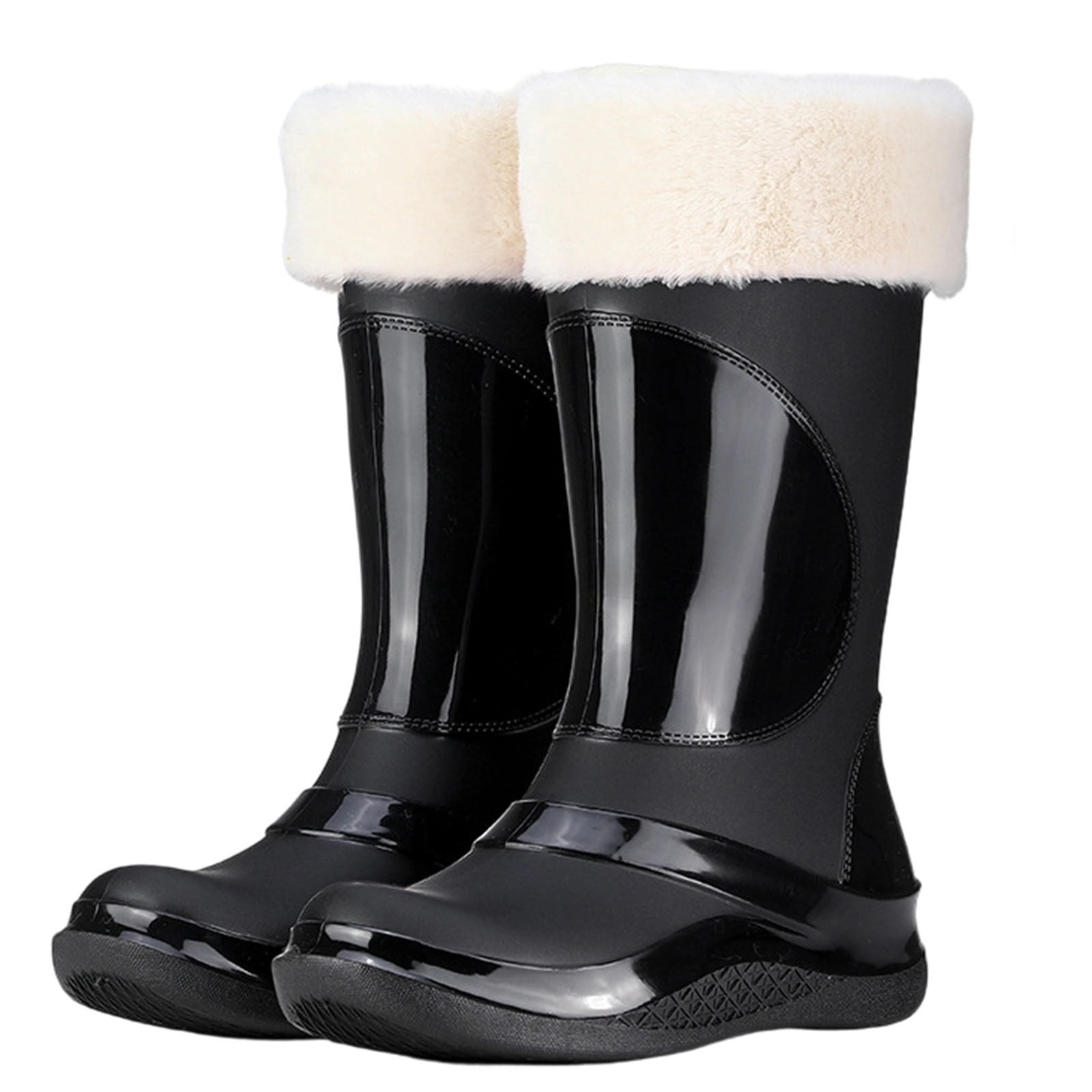 Wensltd Long Rain Boots for Women Waterproof Wide Calf Boots for Women Warm Fashion Outdoor Work Boots