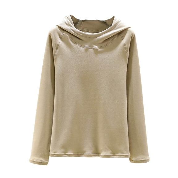 Wensltd Long Sleeve Base Layer Warm Top for Women Autumn Winter Thermal Solid Color Round Neck Home Sleepwear