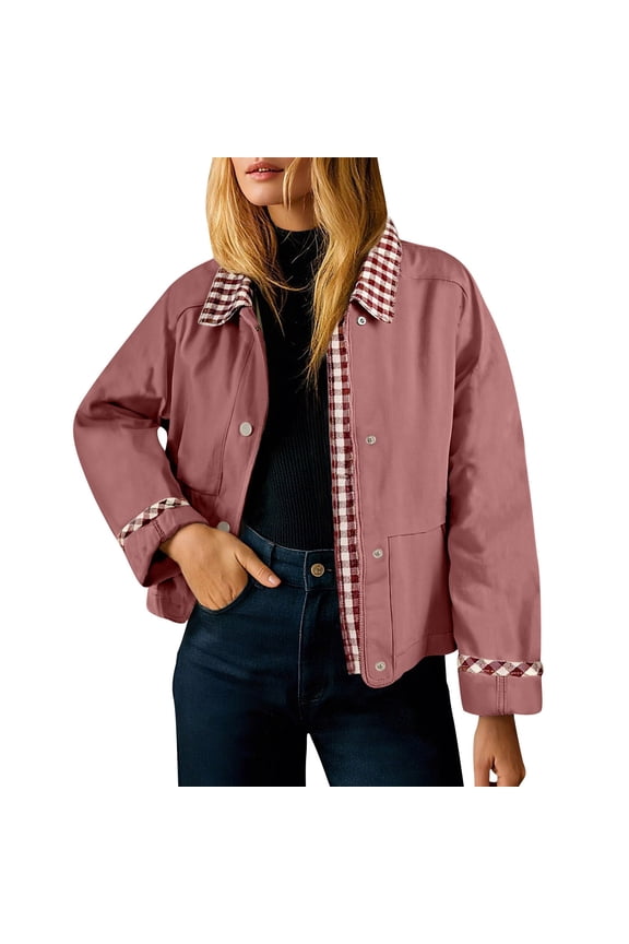 Long Sleeve Lapel Collar Jackets for Women Spring Fall Outdoor Fashion Coat Lightweight Outerwear
