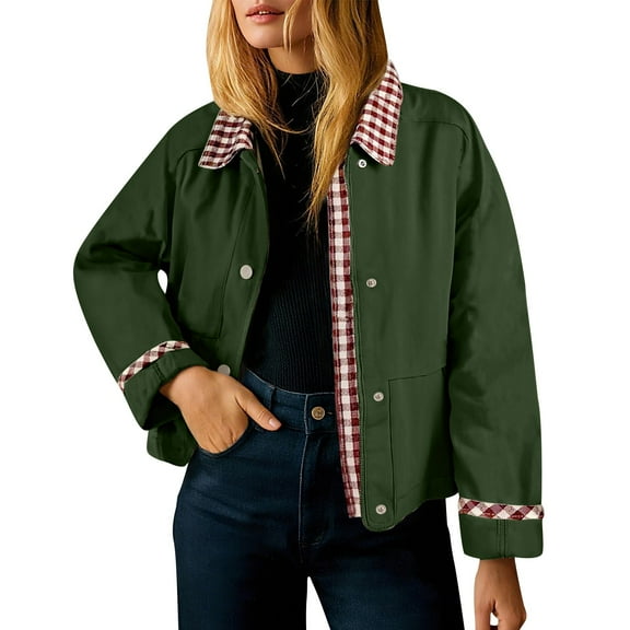 Wensltd Long Sleeve Lapel Collar Jackets for Women Spring Fall Outdoor Fashion Coat Lightweight Outerwear