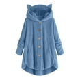 thumbnail image 1 of Wensltd Long Sleeve Plush Jacket for Women Hooded Loose Fit Fall Winter Outdoor Button Down Jackets, 1 of 4