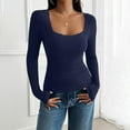 thumbnail image 1 of Wensltd Long Sleeve Shirts for Women Scoop Neck Lightweight Stretchy Basic Tops Blouse, 1 of 5