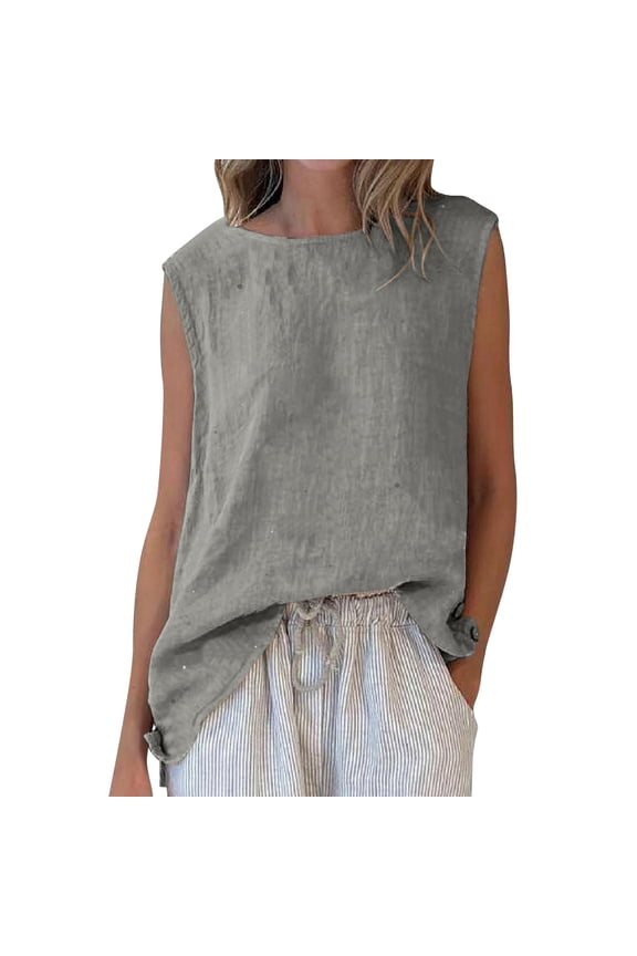 Loose Fit Tops Women Summer Solid Color Crew Neck High Low Design Casual Plus Size Tops