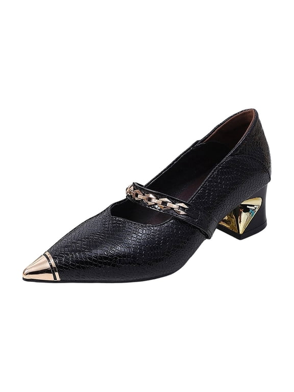 Low Heel Shoes Women Pointed Toe Pumps Closed Toe Block Heel Breathable Shoes for All Season Daily and Office Wear Black