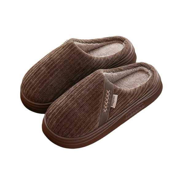 Wensltd Men Closed-Toe Plush Lined Slippers Indoor Outdoor House Shoes Cozy Winter Slippers for Men Gray