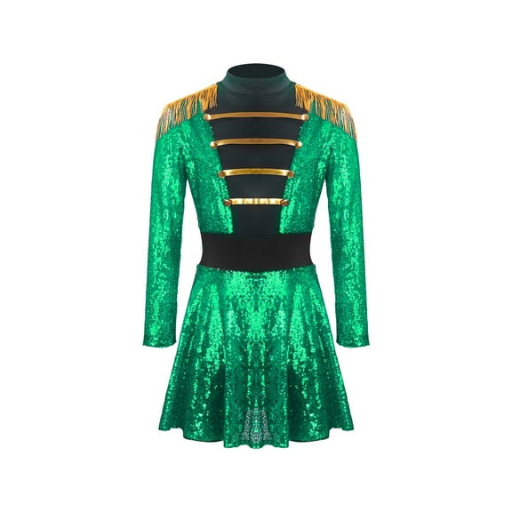 Wensltd Men Womens Costume Circus Sequins Shiny Ringmaster Leotard Dress for Halloween Party