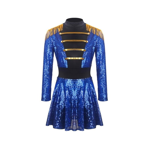 Wensltd Men Womens Costume Circus Sequins Shiny Ringmaster Leotard Dress for Halloween Party