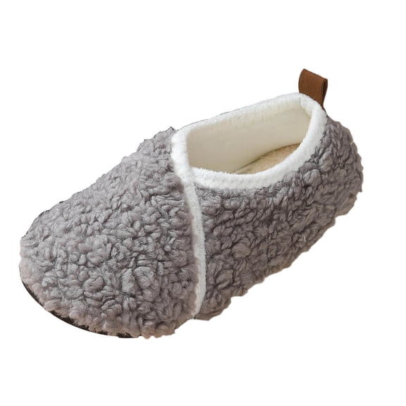 Wensltd Men's Winter Slippers Thick Sole Fashion Winter Indoor House Shoes for Men Cozy Fleece-Lined Slipper Gray