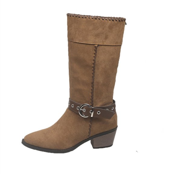 Wensltd Mid Calf Boots for Women Fall and Winter Fashion Comfortable Western Cowboy Boots Wide With