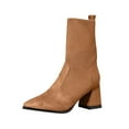thumbnail image 1 of Wensltd Mid Calf Boots for Women Pointy Toe Versatile Solid Color Autumn Winter Trendy Chunky Heel Boots​, 1 of 7