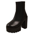 thumbnail image 1 of Wensltd Mid Calf Boots for Women Round Toe Chunky Heel Autumn Winter Comfort Boots for Office Casual Wear, 1 of 4