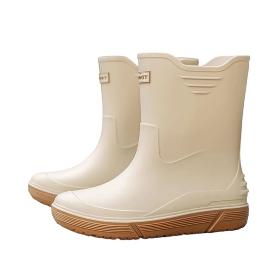 Wensltd Mid Calf Rain Boots for Men Solid Color Waterproof Rubber Shoes for Outdoor Short Tube Work Shoes