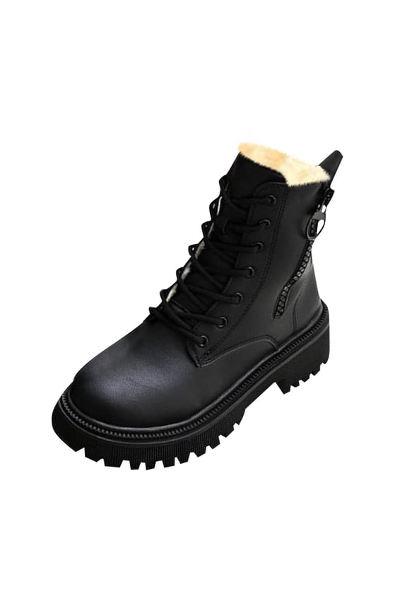 Motorcycle Boots for Women Block Heel Solid Color Comfort Biker Shoes Ankle Boots