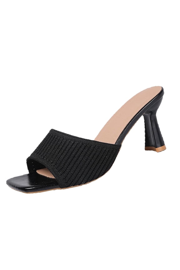 Office and Party High Heels for Womens Dressy SquareToe Pumps Block Heel Trendy Heels for Spring Summer Black