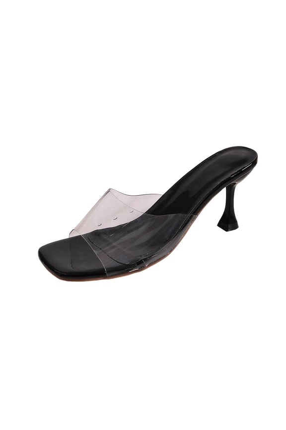 Open Toe High Heels for Women Wide Width Comfortable Trendy Comfortable Party Dressy Heels Black