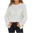 thumbnail image 1 of Wensltd Oversized Sweater Women Solid Vintage Pullover Sweater Crewneck Long Sleeve Tops, 1 of 9