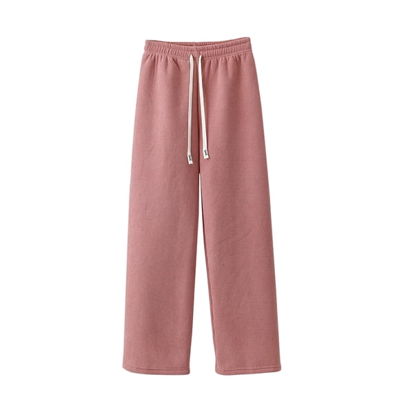 Wensltd Pajama Bottom for Women with Pockets Drawstring Elastic Waist Comfortable Warm Soft Loose Pants Pink