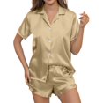 thumbnail image 1 of Wensltd Pajama Set Short Sleeve for Women Summer Loose Fit Elegant Style Breathable Button Down Sleepwear Multiple Colors, 1 of 6
