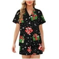 thumbnail image 1 of Wensltd Plus Size Christmas Print Short Sleeve Nightwear for Women Button Down Pajama Set Cozy Sleepwear S-XXL, 1 of 5