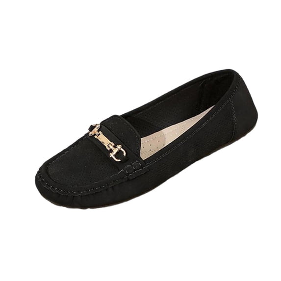 Wensltd Plus Size Comfort Work Shoes for Women Round Toe Lightweight Solid Color Casual Walking Shoes Black